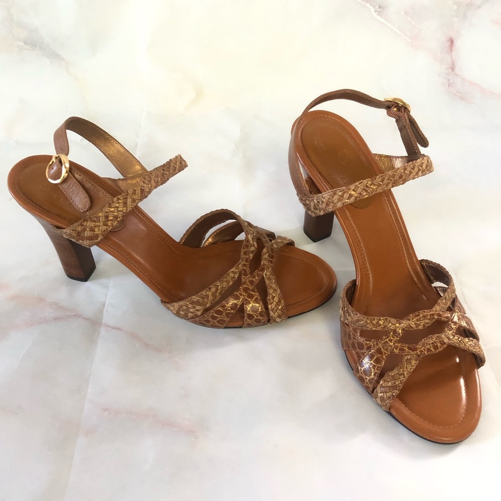 Cole Haan Gold and Camel Tan Sandals